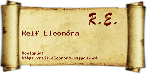 Reif Eleonóra névjegykártya